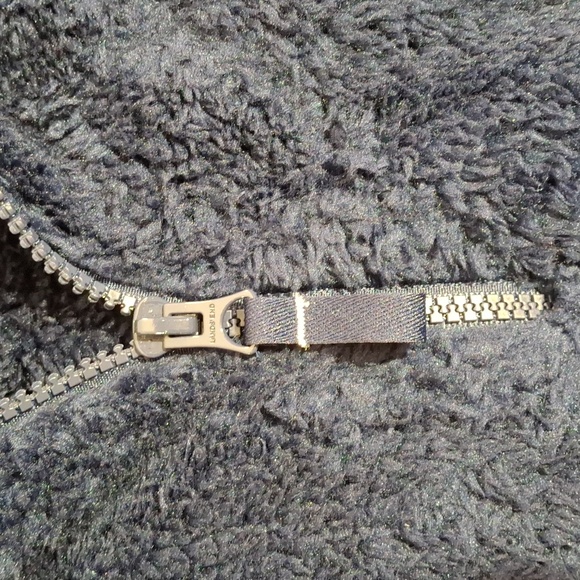 Lands' End Long Sleeve Cozy Hi-Pile Quarter Zip w/Pockets in Navy 1X 16W-18W - Picture 3 of 6